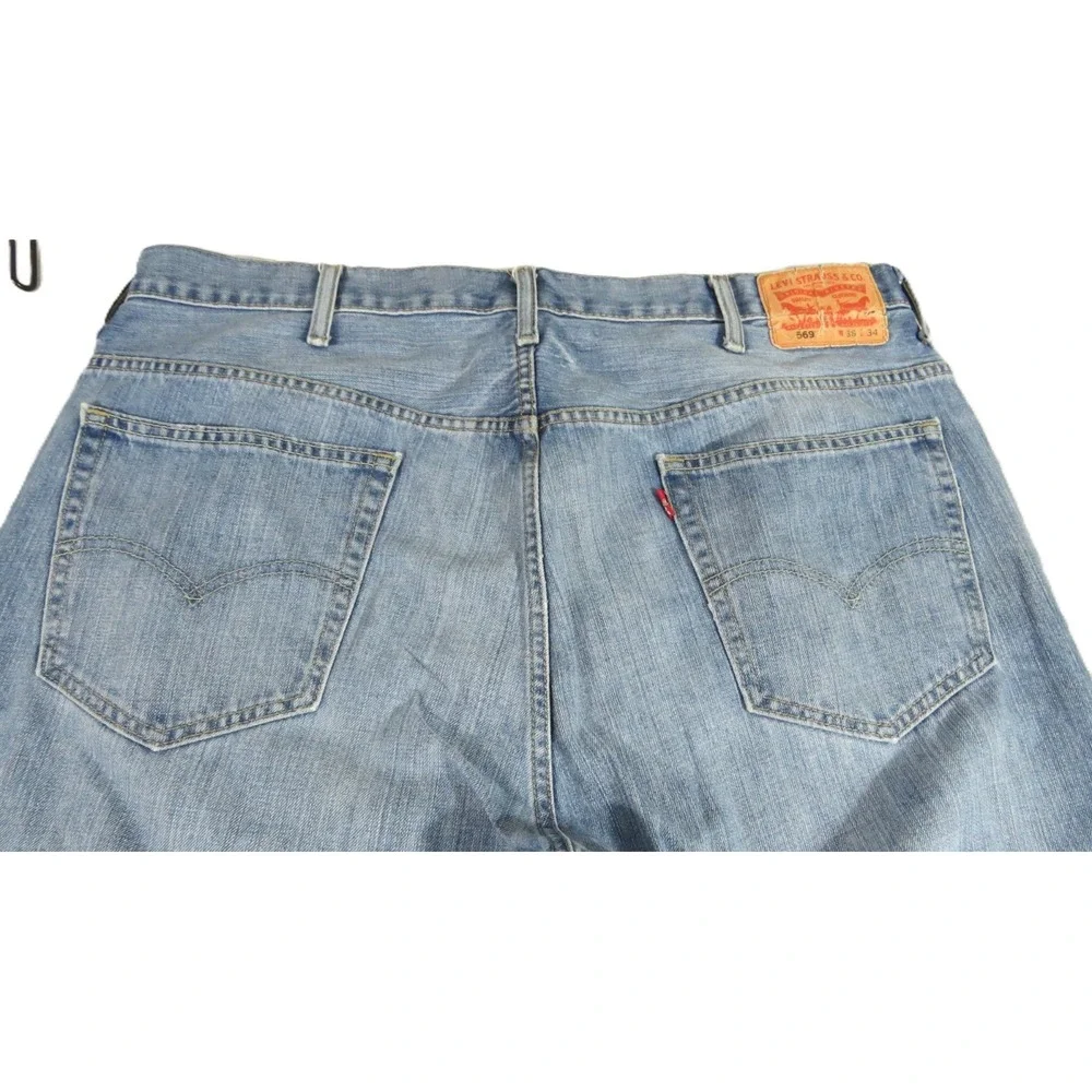 Levis 569 Loose Straight Jeans Men W38 L30 Light Wash Denim Baggy Skater Y2K GUC
